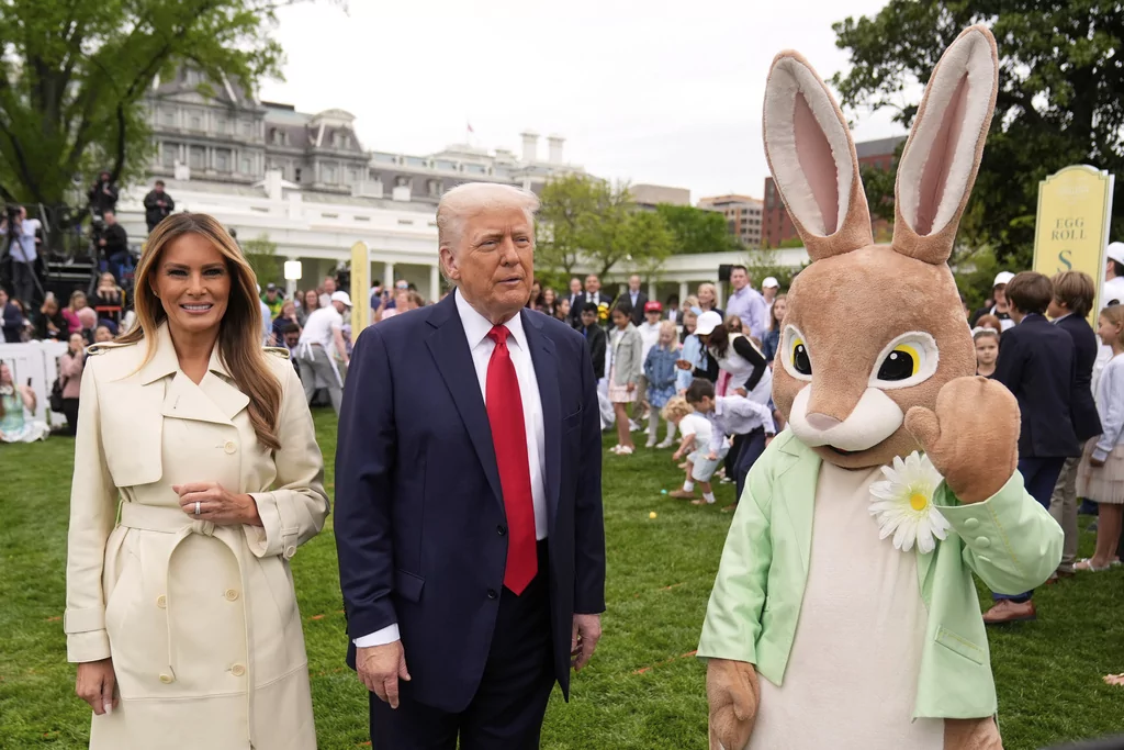 Trump jokes he doesn’t need the Easter Bunny to save him from reporters, unlike Biden