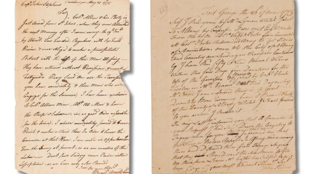 Two Revolutionary War letters are reunited at Fort Ticonderoga after 250 years apart