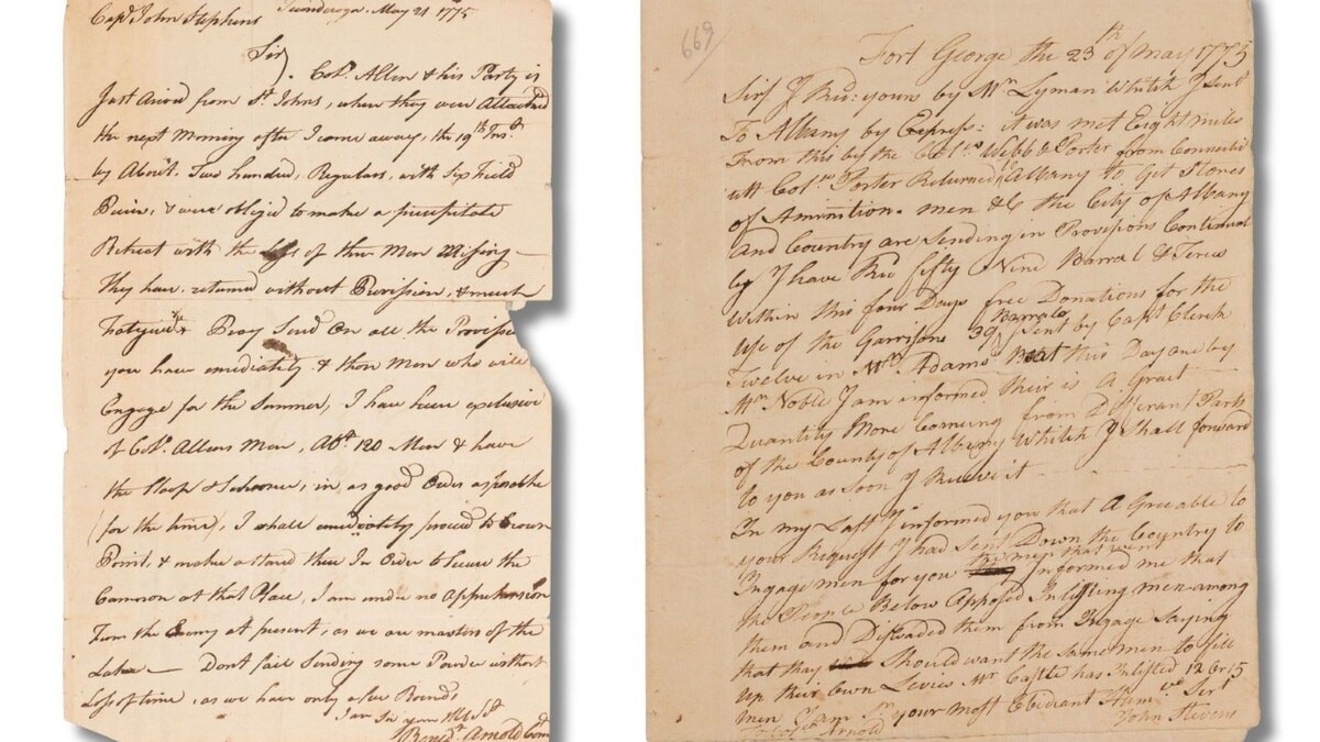 Two Revolutionary War letters are reunited at Fort Ticonderoga after 250 years apart  at george magazine