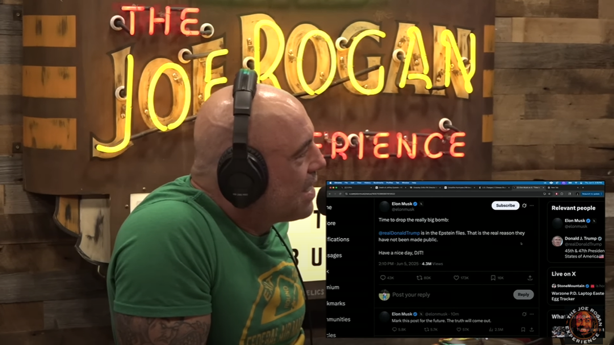 Rogan reacts live to Elon's 'crazy' Epstein accusation against Trump while interviewing FBI director  at george magazine