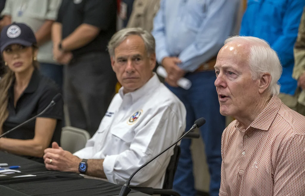 Cornyn and Paxton put bitter primary aside for Texas flood visit with Trump