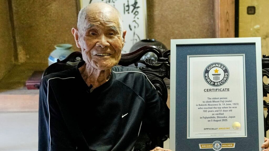 102-year-old man conquers Japan’s highest peak in record-breaking climb