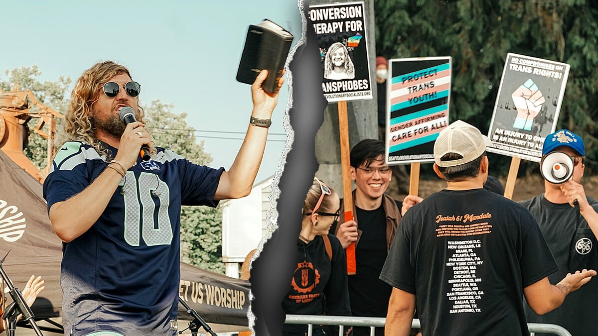 Christian worship rally in Seattle remains peaceful despite progressive protests  at george magazine