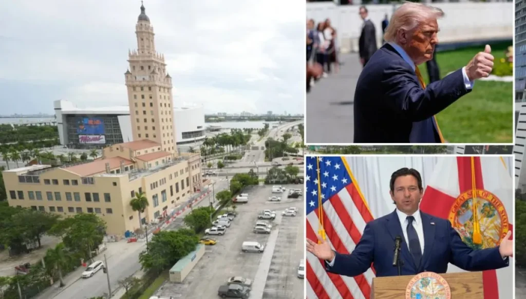Trump and DeSantis sued over land donation for presidential library