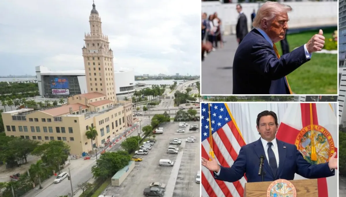 Trump and DeSantis sued over land donation for presidential library at george magazine