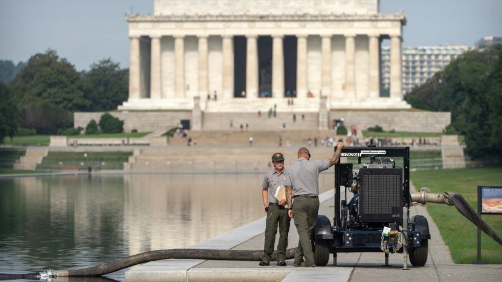 Trump says White House searching for ‘vandal proof’ material after alleged Reflecting Pool attack