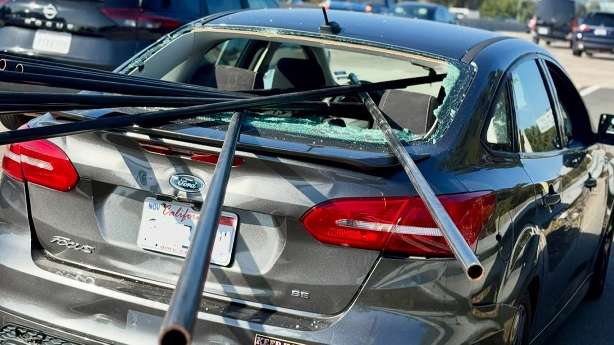 Unsecured metal pipes impale California sedan in terrifying highway crash at george magazine
