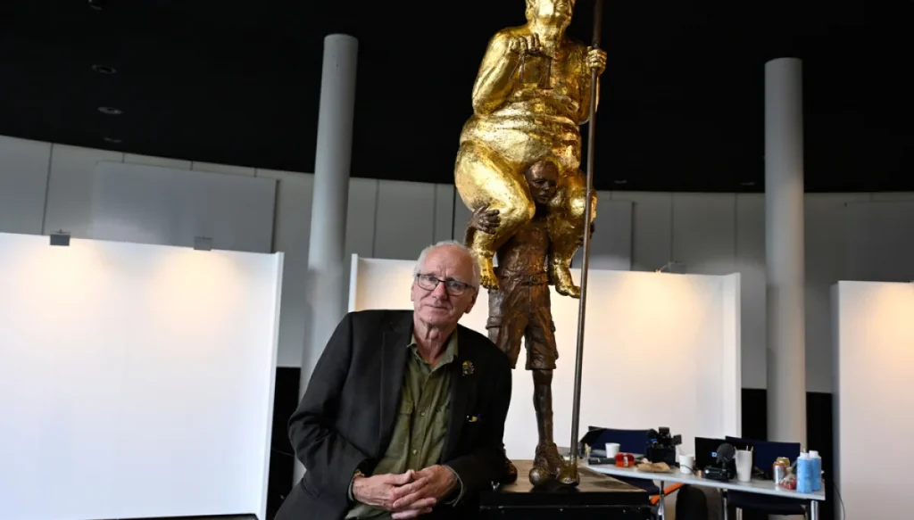 Golden, naked Trump statue unveiled at European Parliament