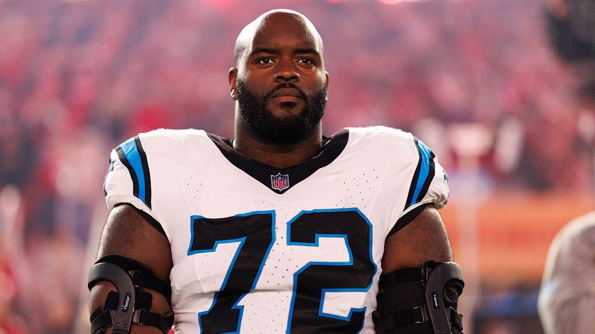 Carolina Panthers lineman Taylor Moton overcame bloody, life-threatening episode and now he's back at practice  at george magazine