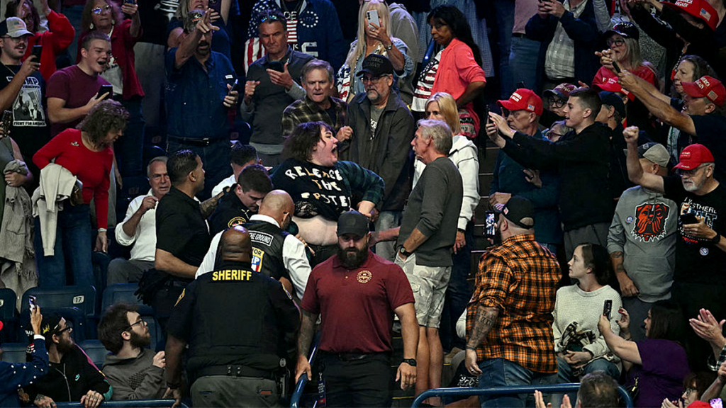 Protester punched in face by Trump supporter, mocked by president at Ohio rally: ‘Gotta go on a diet’